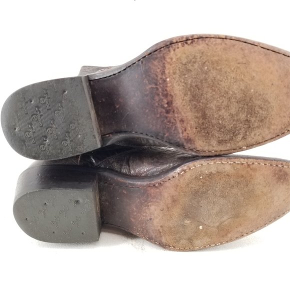 Double H 5221 Sonora Women's Snip Toe Brown Leather Cowboy Stud Buckle Boots 6M - Picture 6 of 8